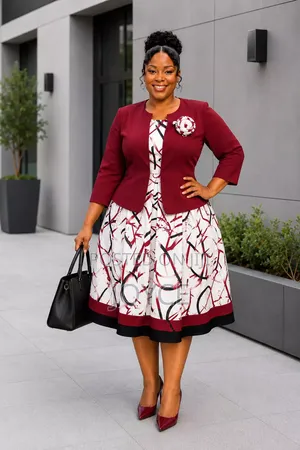 Box Plit Dress With a Plain Coat