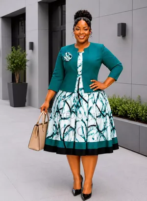 Box Plit Dress With a Plain Coat