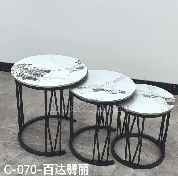 3 in 1 Executive Pure Marble Top Stone Nesting Coffee Table - thumbnail 2