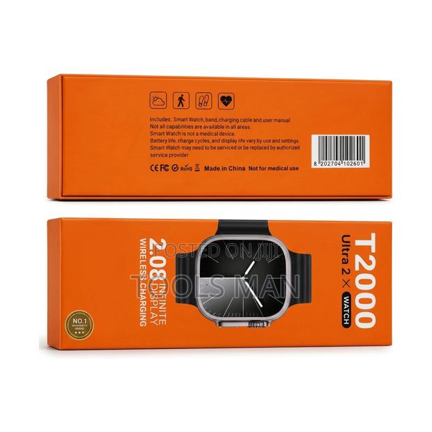 T2000 Ultra 2 Smart Watch 2.08 Infinite Display Wireless Charging - thumbnail 2