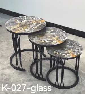 3 in 1 Executive (Glass Effect) Coffee Table - Black Stands
