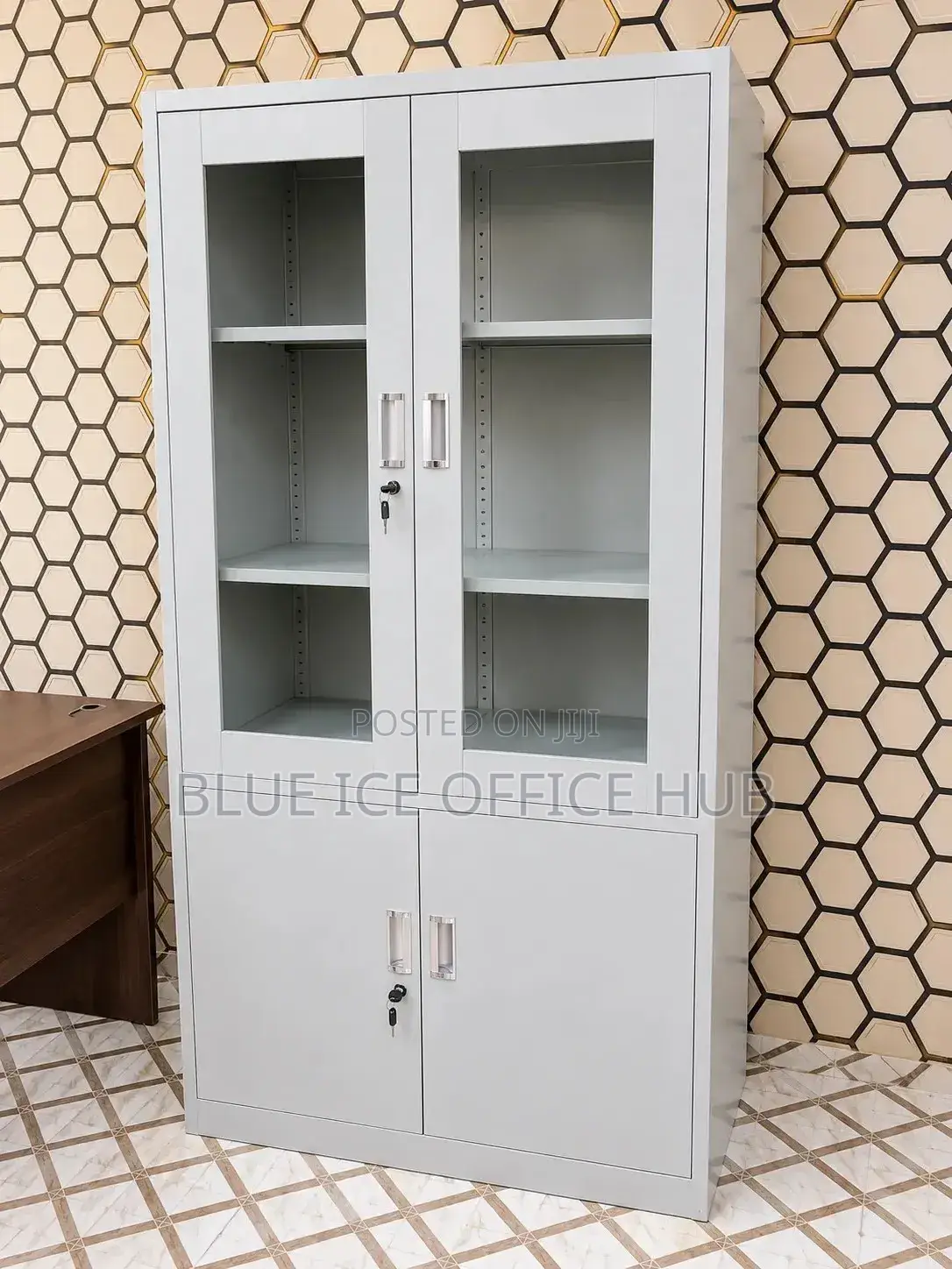 Lockable Steel Storage Glass Cabinet