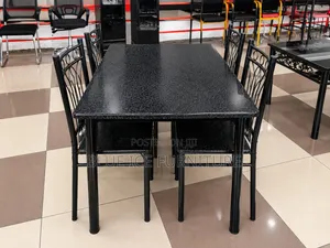 6-Seater Wooden Black Dining Table Set
