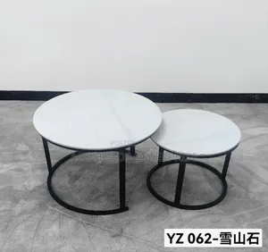 Marble Nesting Coffee Table - 2-in-1 Black/ Gold Stands