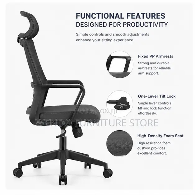 Office Chairs; Ergonomic Type High Back Office Chairs With Headrest