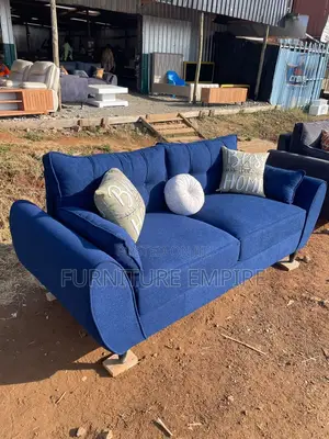 3 Seater Butterfly Sofa Blue Upholstery