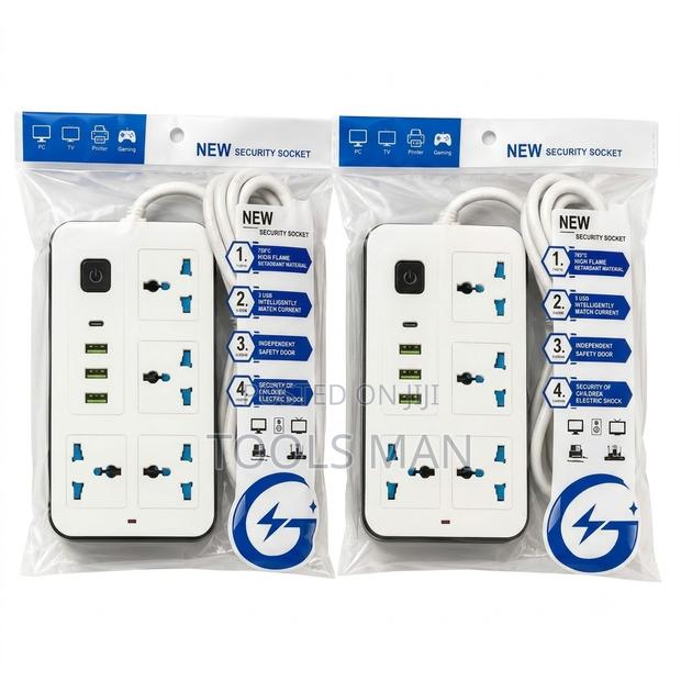 4 Way Universal Power Strip Extension Socket With USB and Type C - main view