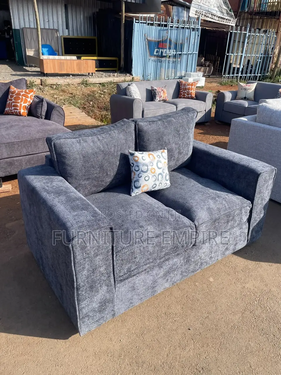 2 Seater Compact Grey Sofa