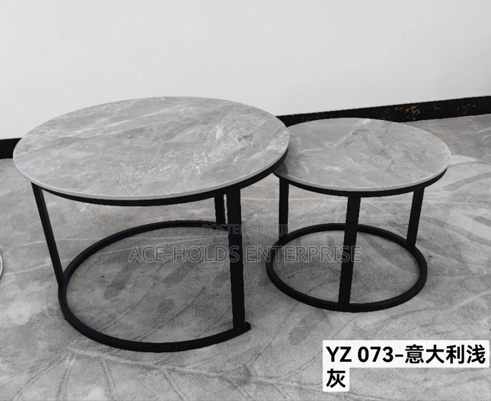 Pure Marble Nesting Coffee Table Black/ Gold Stands Finish