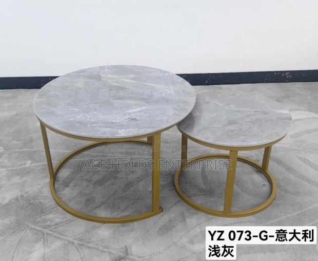 Pure Marble Nesting Coffee Table Black/ Gold Stands Finish - thumbnail 3