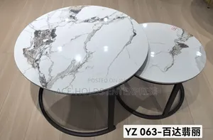 Pure Marble Nesting Coffee Table Black/ Gold Stands Finish