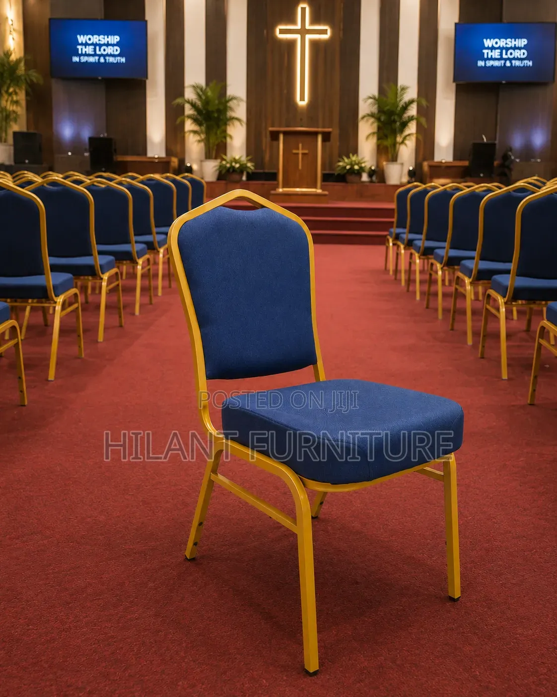 Blue High-Density Banquet Conference Chair