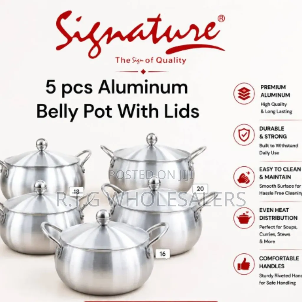5 Sizes Heavy Duty Aluminum Cooking Pots