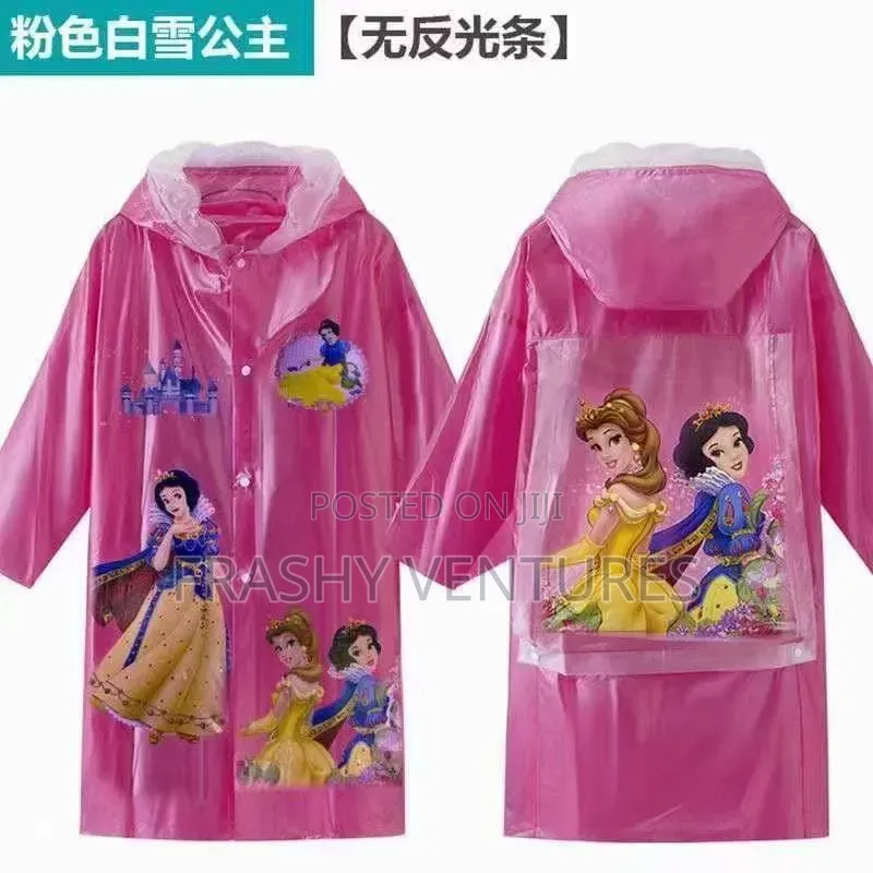 Cartoon Themed Kids Rain Coats With an Allowance for a Back Pack.