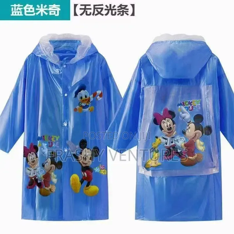 Cartoon Themed Kids Rain Coats With an Allowance for a Back Pack.