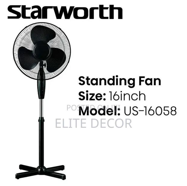 Starworth 16-Inch Standing Fan – Adjustable Height, Powerful Cooling - thumbnail 2