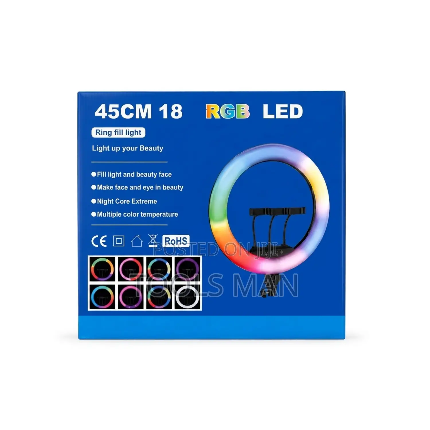 Multiple Color 45cm 18 Inch RGB LED Ring Light With 3 Phone Holders