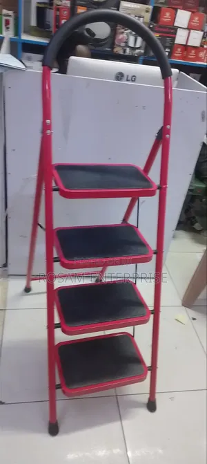4-Step Folding Steel Ladder (Step Stool) With a Safety Handrail
