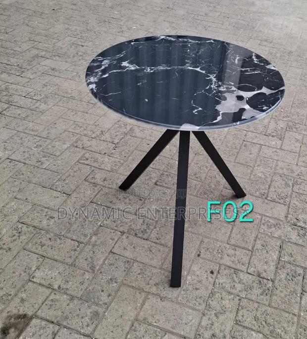 Round Black Faux _Marble Glass Coffee Table - main view