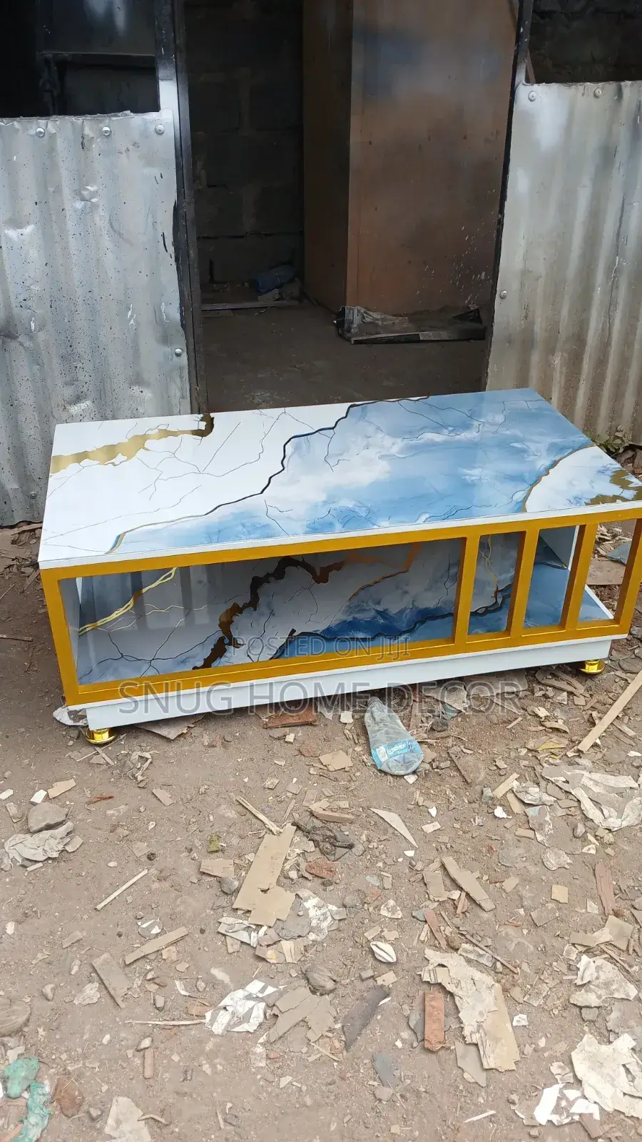 Metal and Marble Top Coffee Table