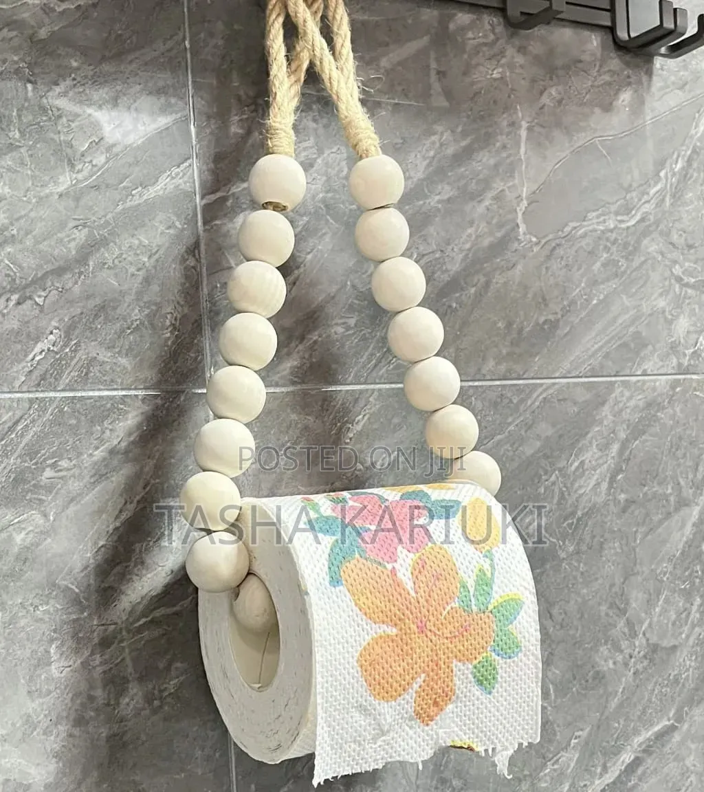 *Creative Natural Wood Beaded Toilet Paper Roll Holder*