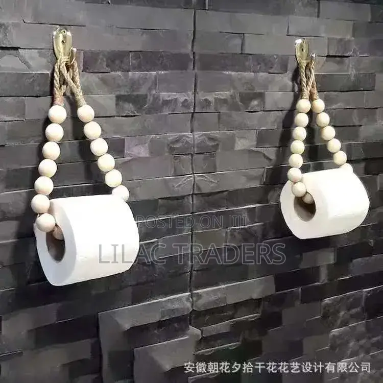 Natural Wood Beaded Toil Paper Holder