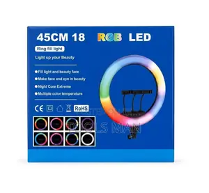 Multiple Color 45cm 18 Inch RGB LED Ring Light With 3 Phone Holders