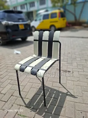 Vibrant Black and White Slatted Accent Chair