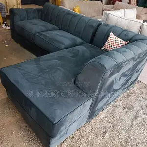 5 Seater Teal Ribbed L-Shaped Sofa: Free Delivery in Nairobi