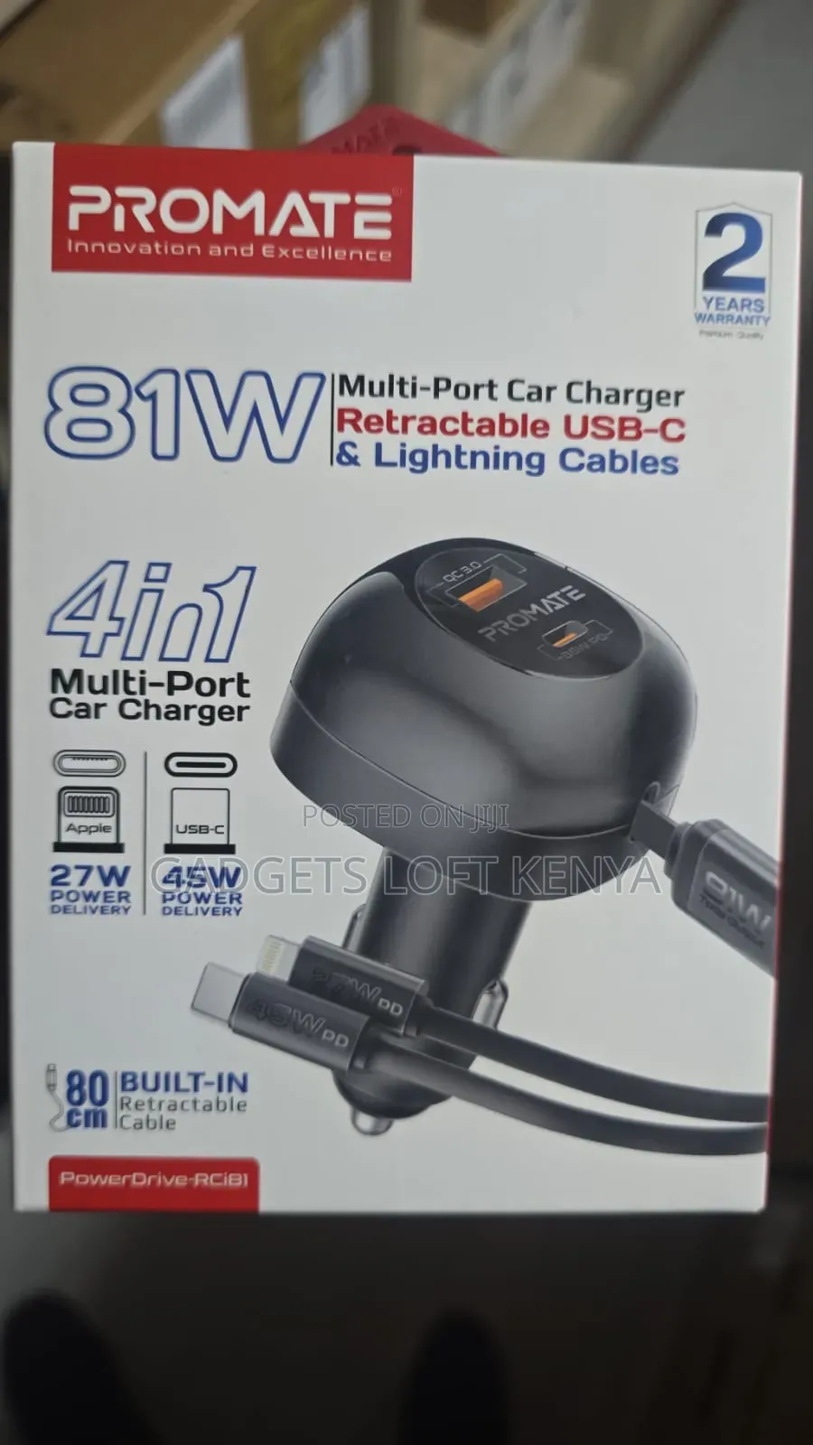 Promate POWERDRIVE-RCI81 81W Multi‐Port Car Charger