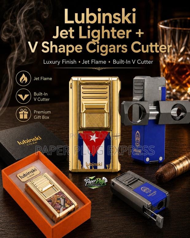 Lubinski Jet Lighter + v Shape Cigars Cutter - main view
