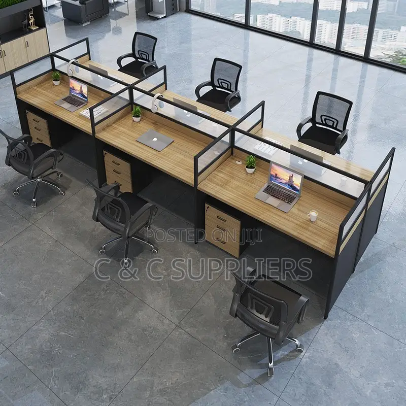 Office 6-Seater Brown Work-Station