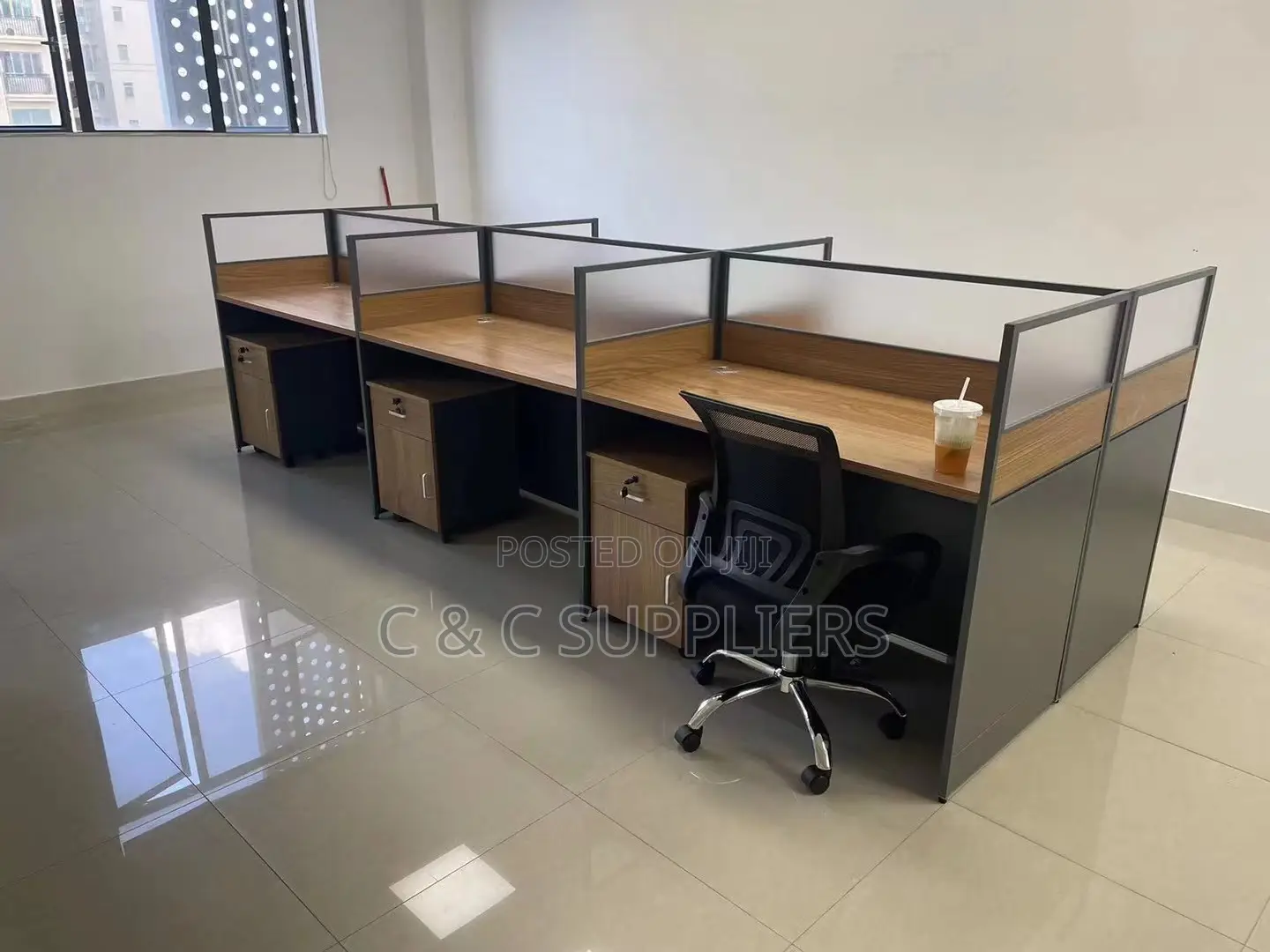Office 6-Seater Brown Work-Station