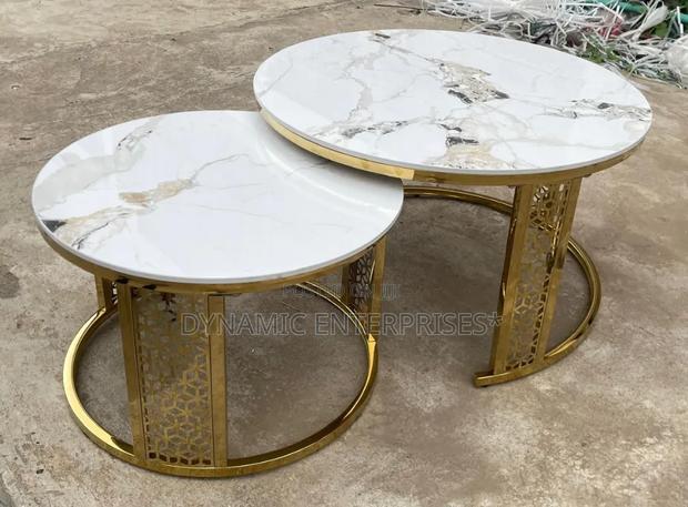 Round Nesting Coffee Table Set, - thumbnail 2