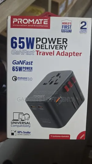 Promate Tripmate -GAN 65W Power Travel Adapter
