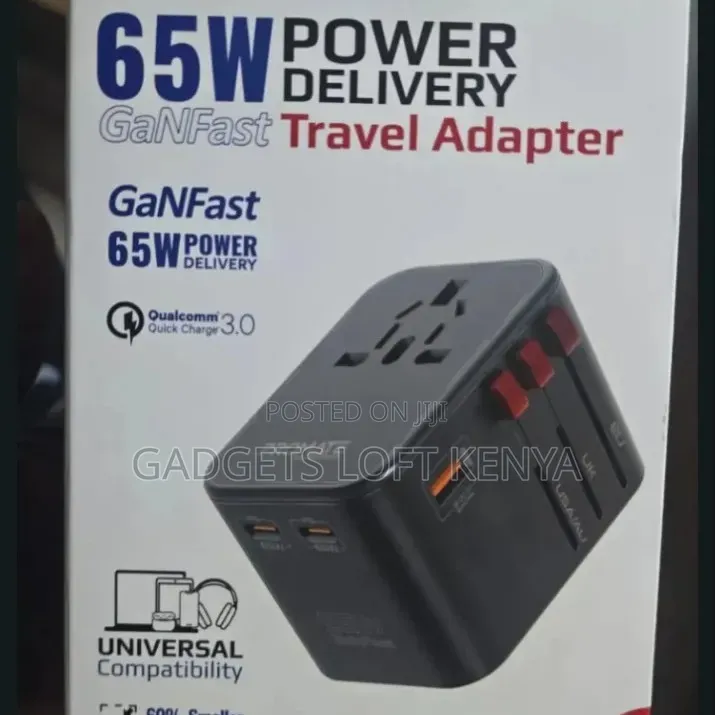 Promate Tripmate -GAN 65W Power Travel Adapter