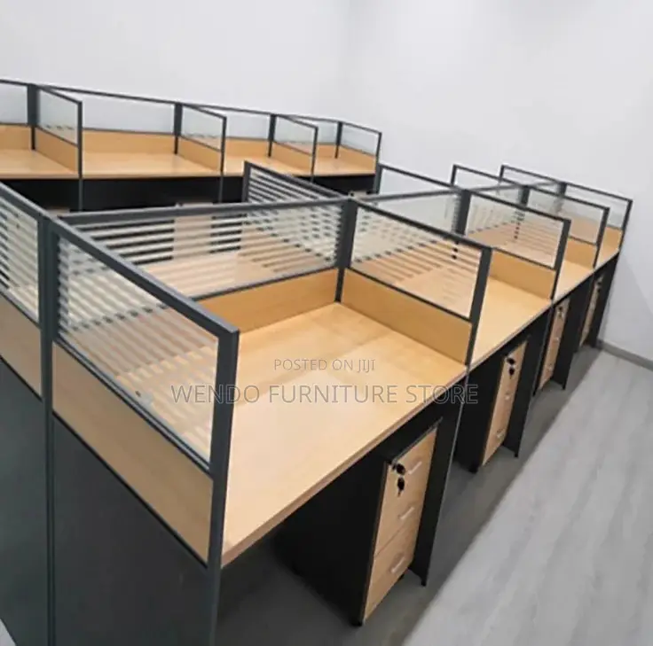 Office Workstation; Six Way Rectangular Shaped Workstation