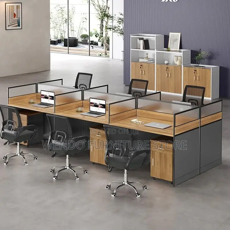 Office Workstation; Six Way Rectangular Shaped Workstation