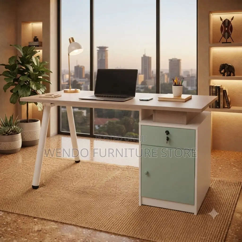 Office Desk; 1.2 Meters Executive Home Office Desk With Lock Cabinet