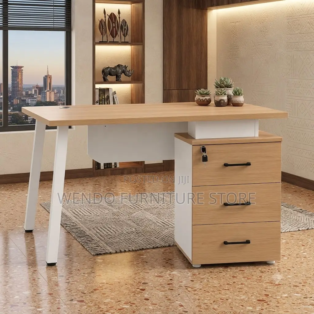 Office Desk; 1.2 Meters Executive Home Office Desk With Lock Cabinet