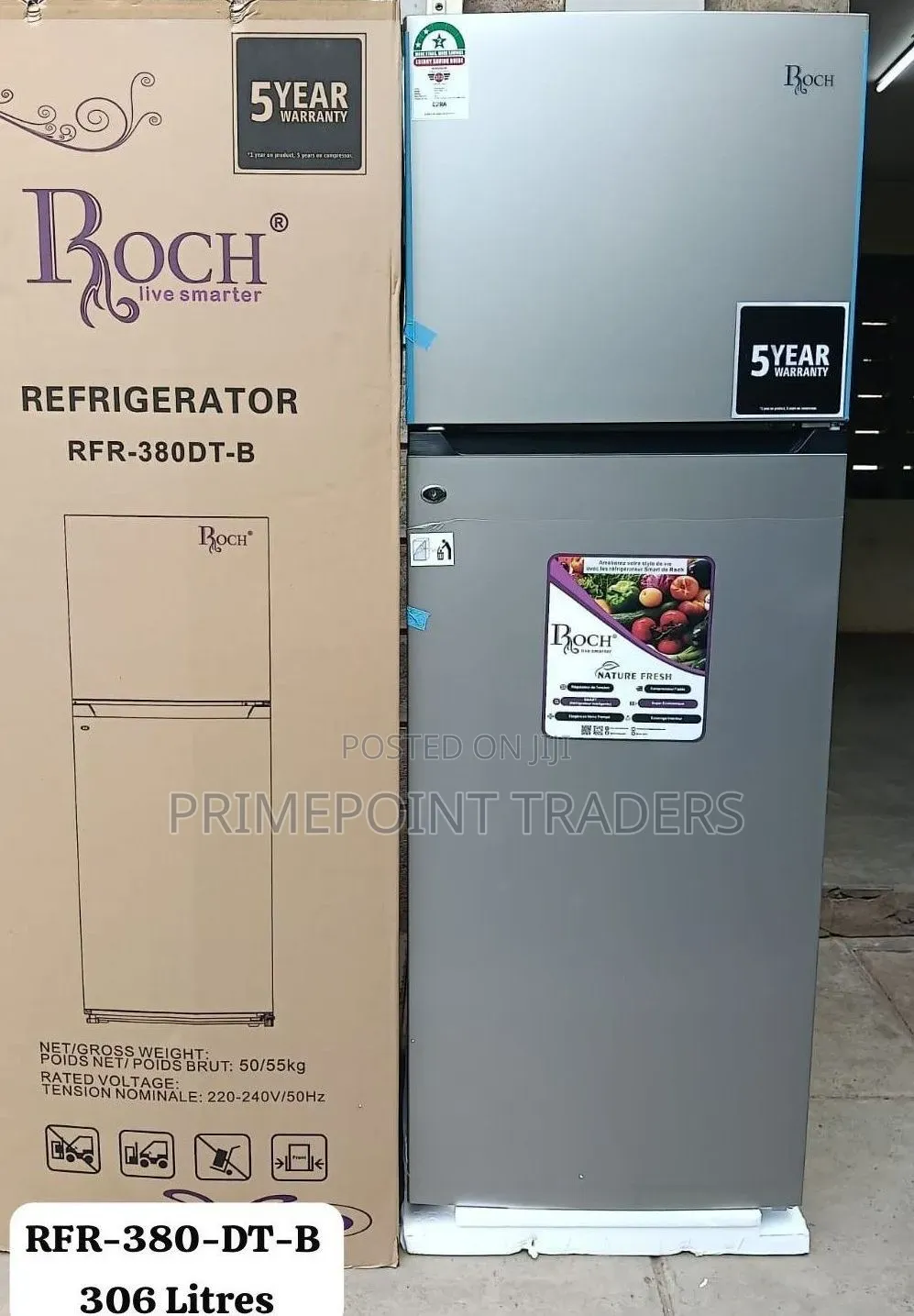 Roch Refrigerator Double Door 306 Litres Capacity
