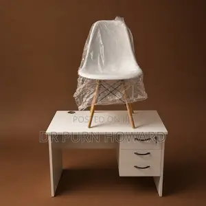 White Study Desk Chair W/ Lock