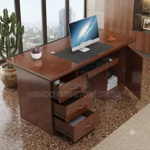 Office Desk; 1400MM Premium Mahogany Executive Lean Desk