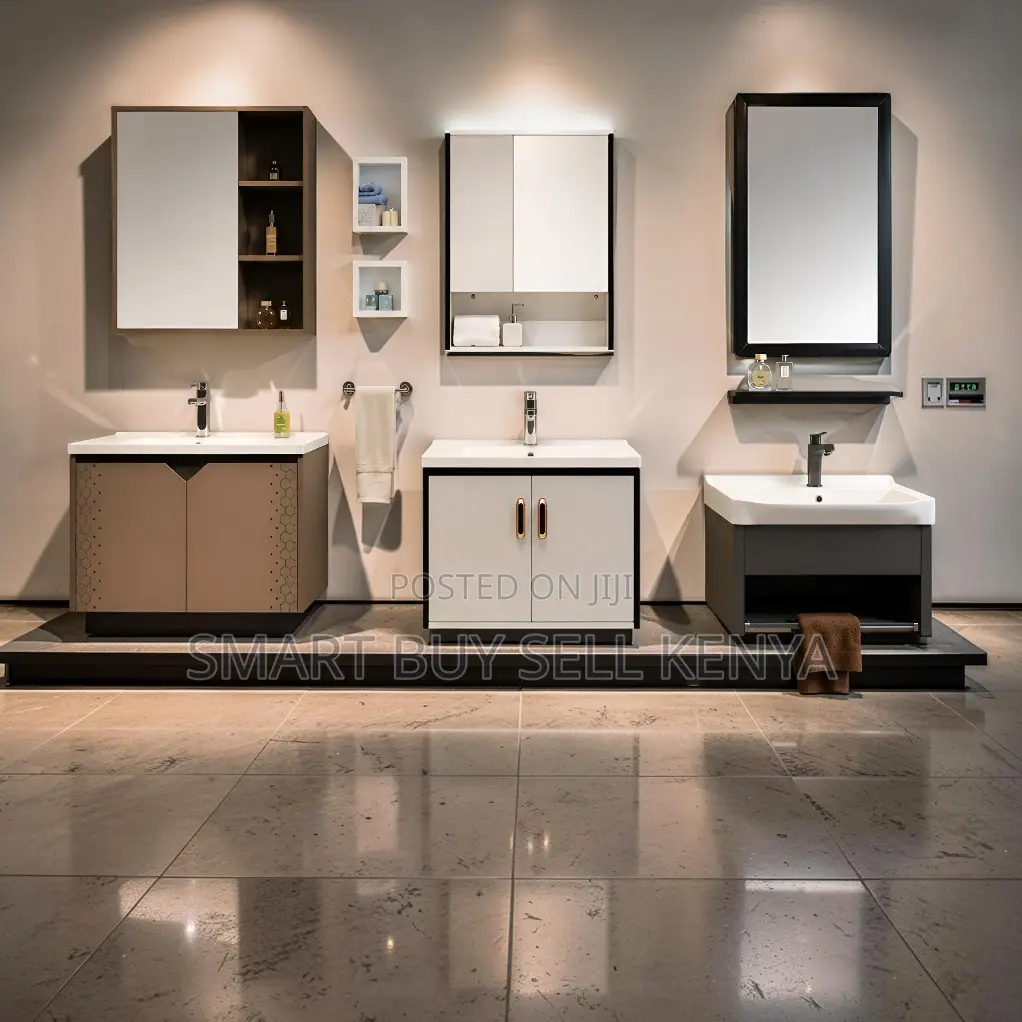 Stylish Wall Mounted Bathroom Vanity Unit With Mirror Storage
