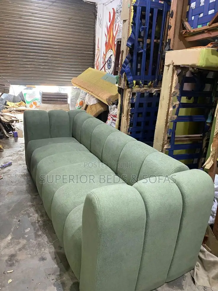 Sage Green Ribbed 3-Seater Sofa: Offer! Offer!