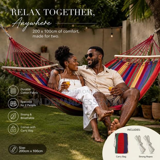 Striped Outdoor Heavy Load Bearing Hammock - thumbnail 2