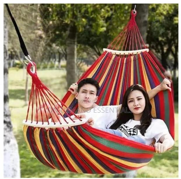 Striped Outdoor Heavy Load Bearing Hammock - thumbnail 4