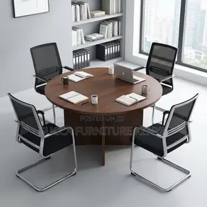Round Brown Conference Meeting Table.