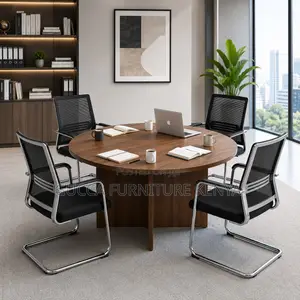 Round Brown Conference Meeting Table.