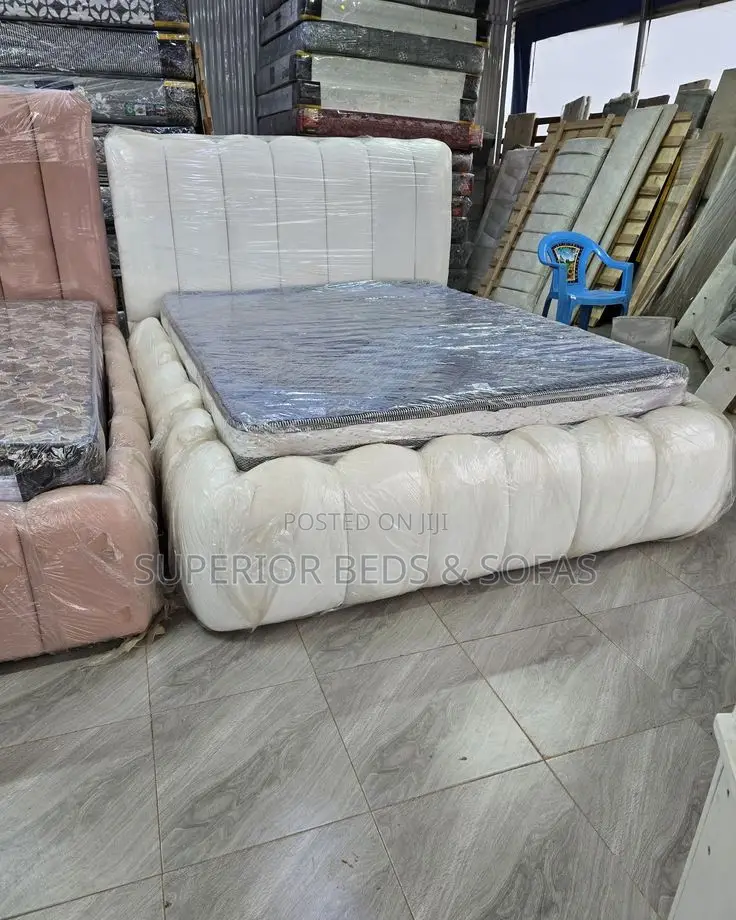 5x6 Cream Bubble Tufted Bed Frame: Pay on Delivery